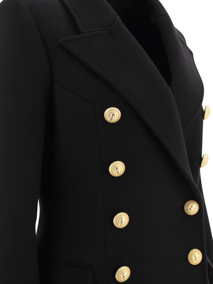 Double-Breasted Coat With Gold Buttons Coats Black