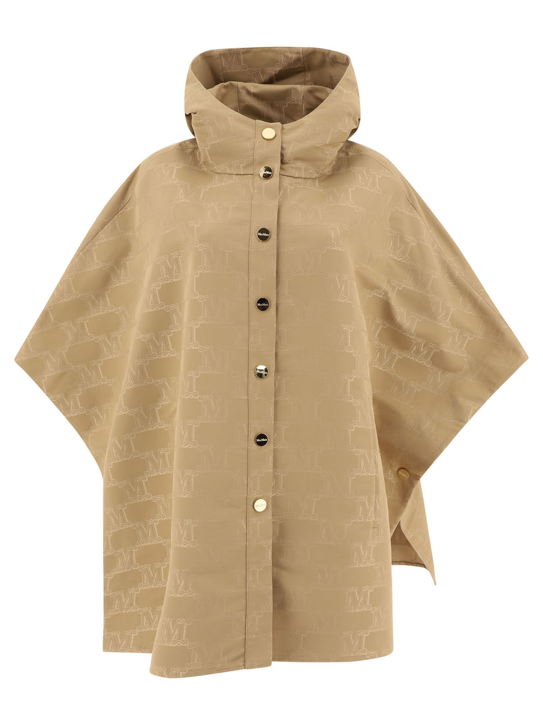 Water-Repellent Jacquard Cape Coats Beige