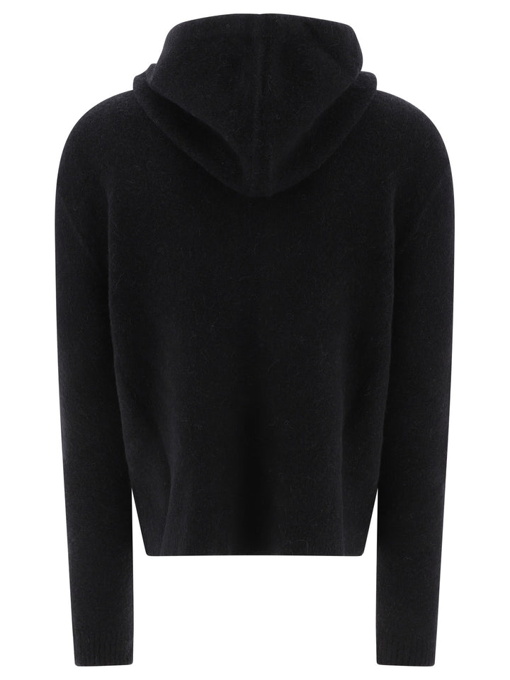 Sweater With Hoodie And Zipper Knitwear Black