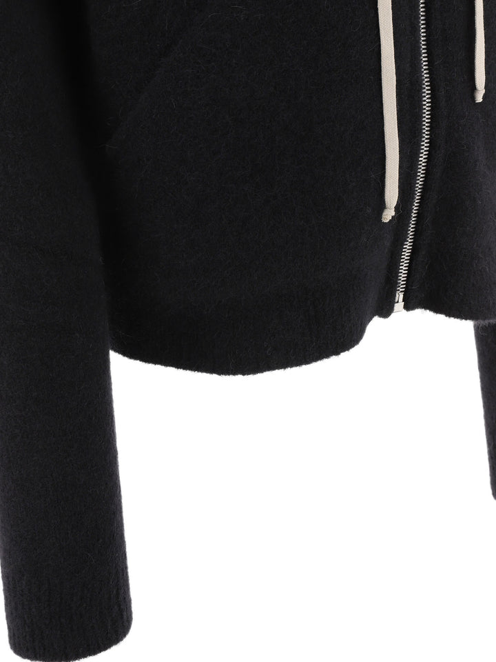 Sweater With Hoodie And Zipper Knitwear Black