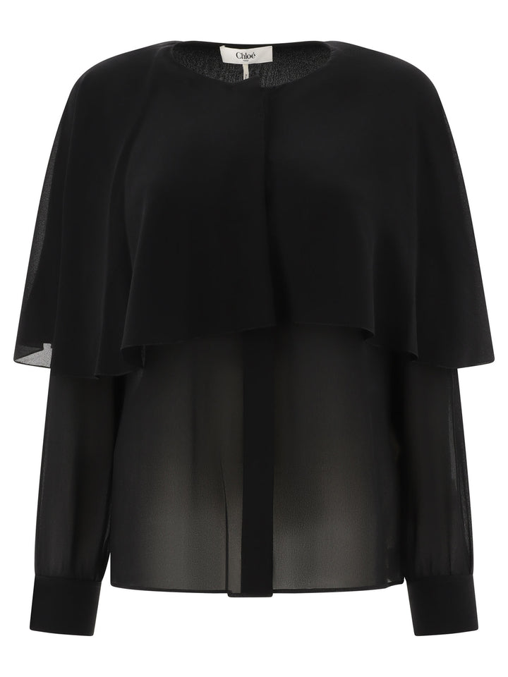 Silk Georgette Blouse Tops Black