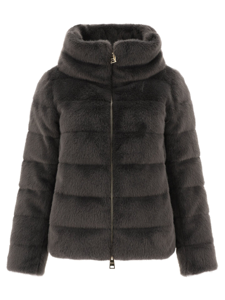 Faux Fur Down Jacket Jackets Grey