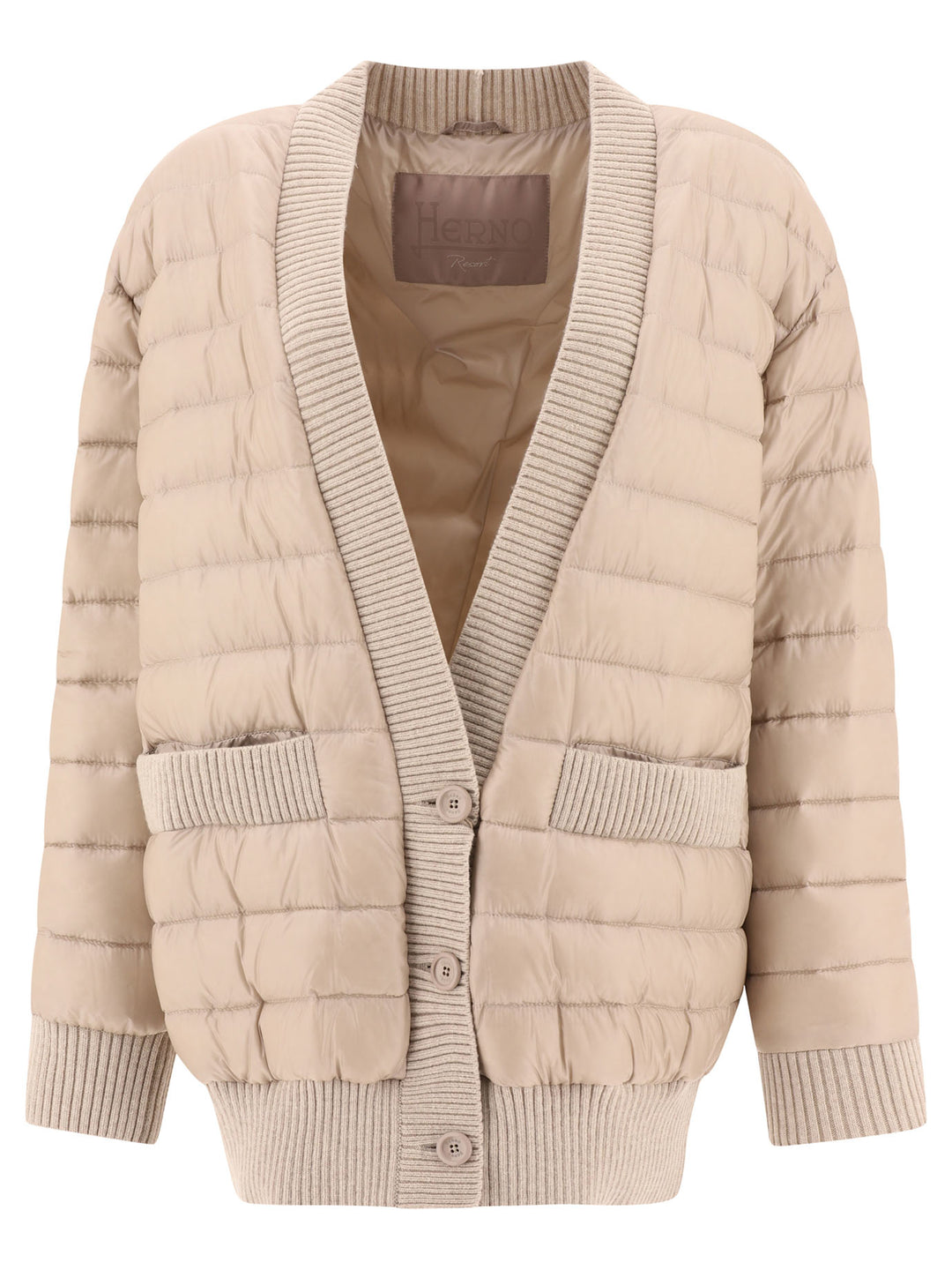 Cardigan-Style Down Jacket Jackets Beige