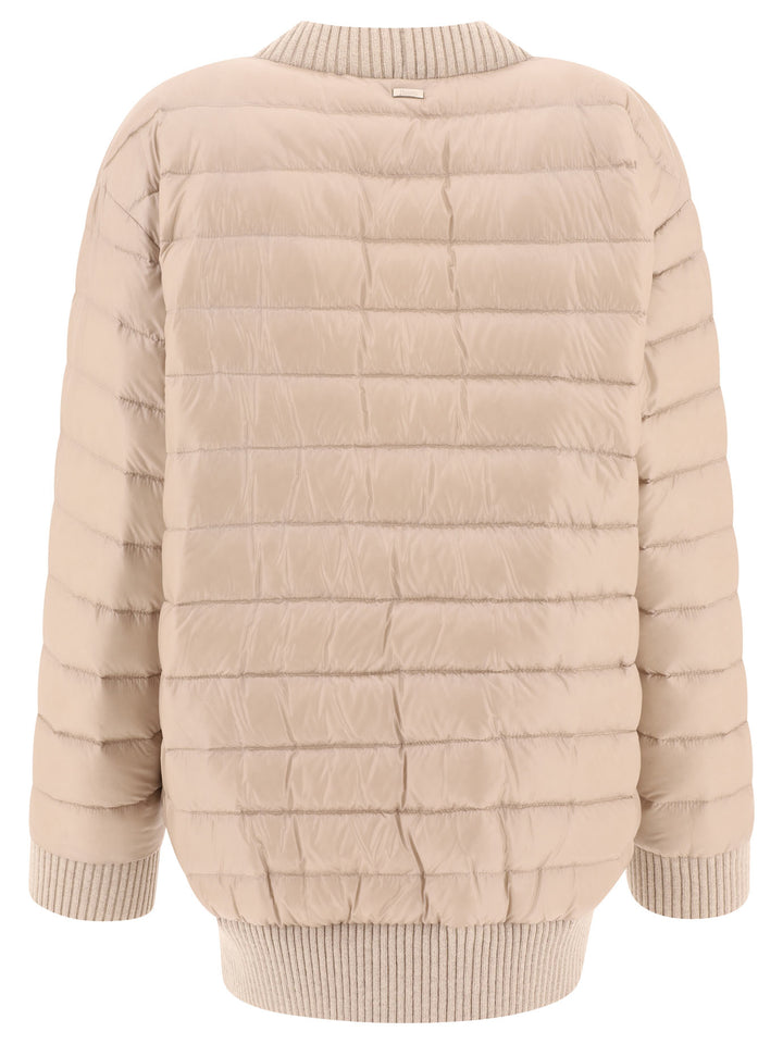 Cardigan-Style Down Jacket Jackets Beige