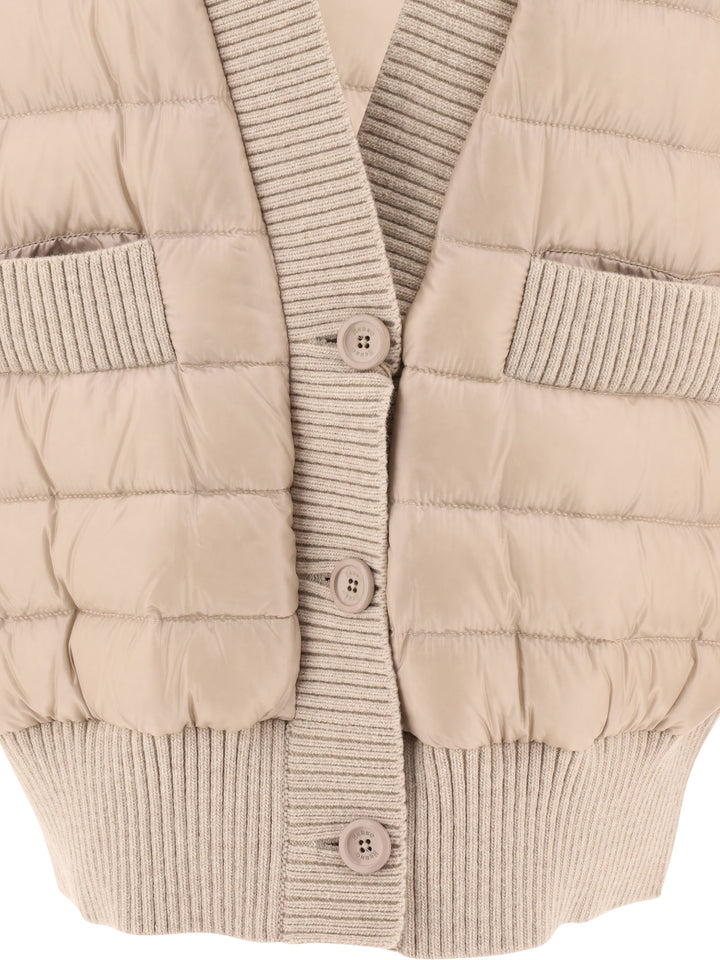 Cardigan-Style Down Jacket Jackets Beige