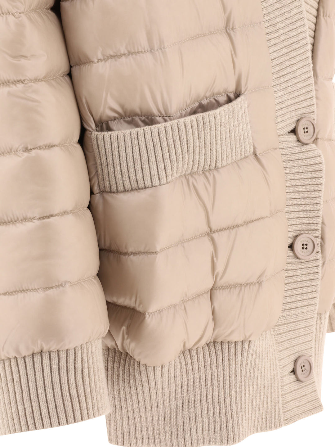 Cardigan-Style Down Jacket Jackets Beige