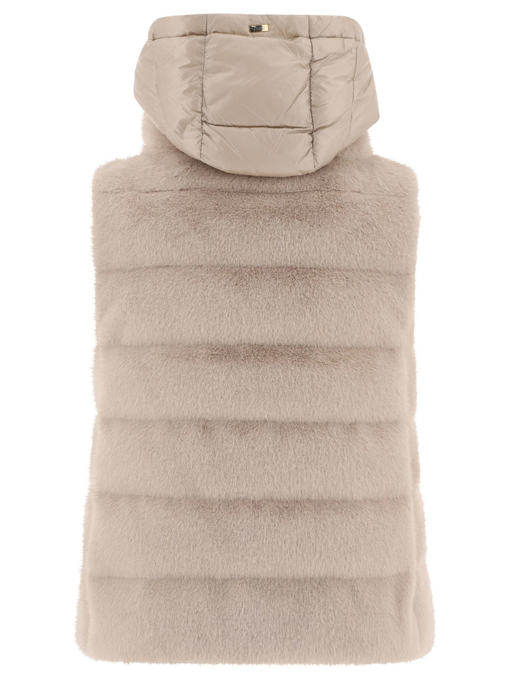 Faux Fur Sleeve Coat Jackets Beige