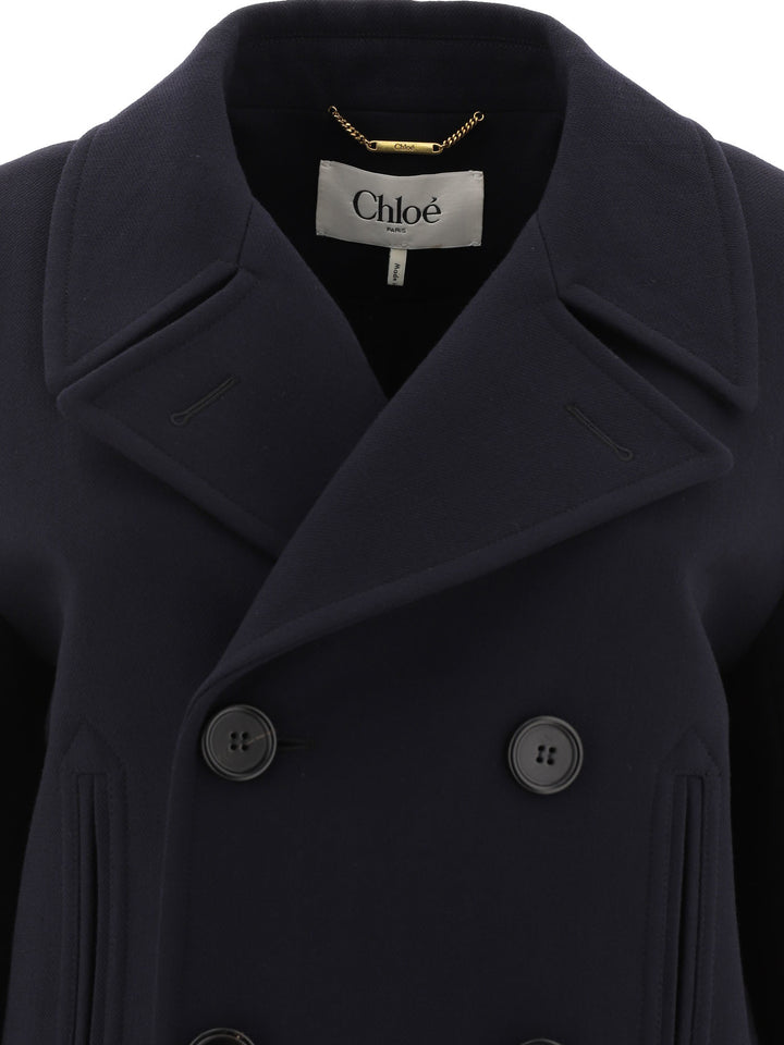 Pea Coat In Double Wool CrêPe Coats Blue