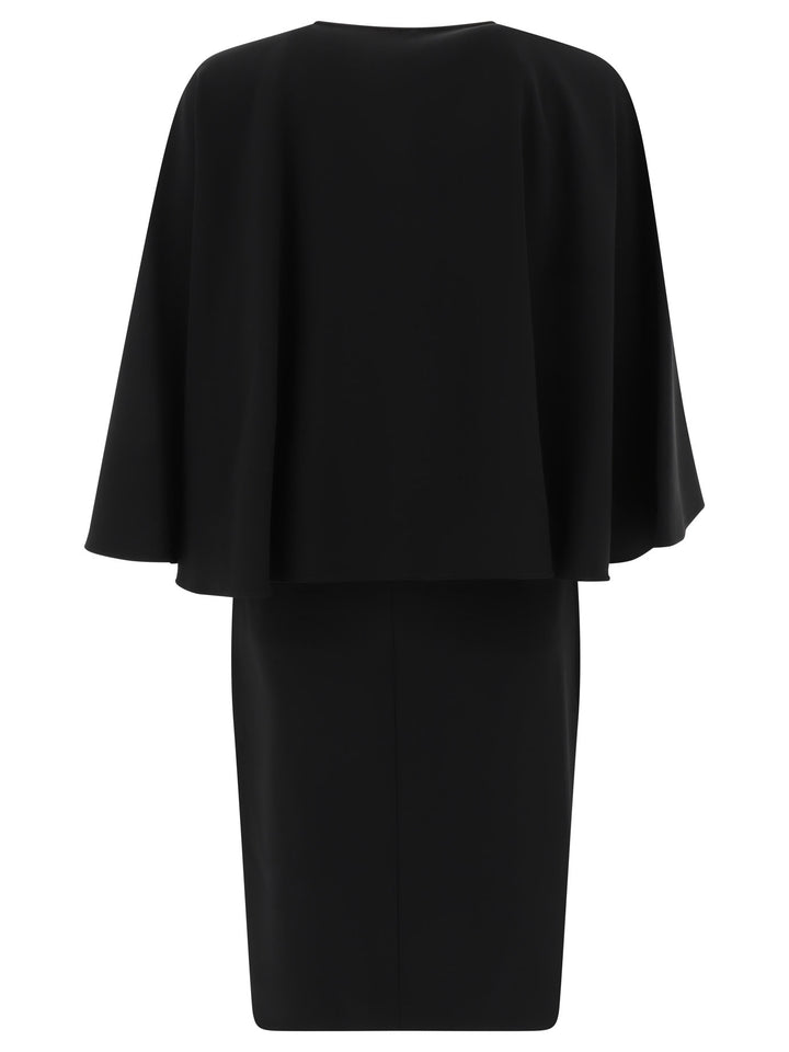 Short Dress With Crepe And Viscose Cape Dresses Black