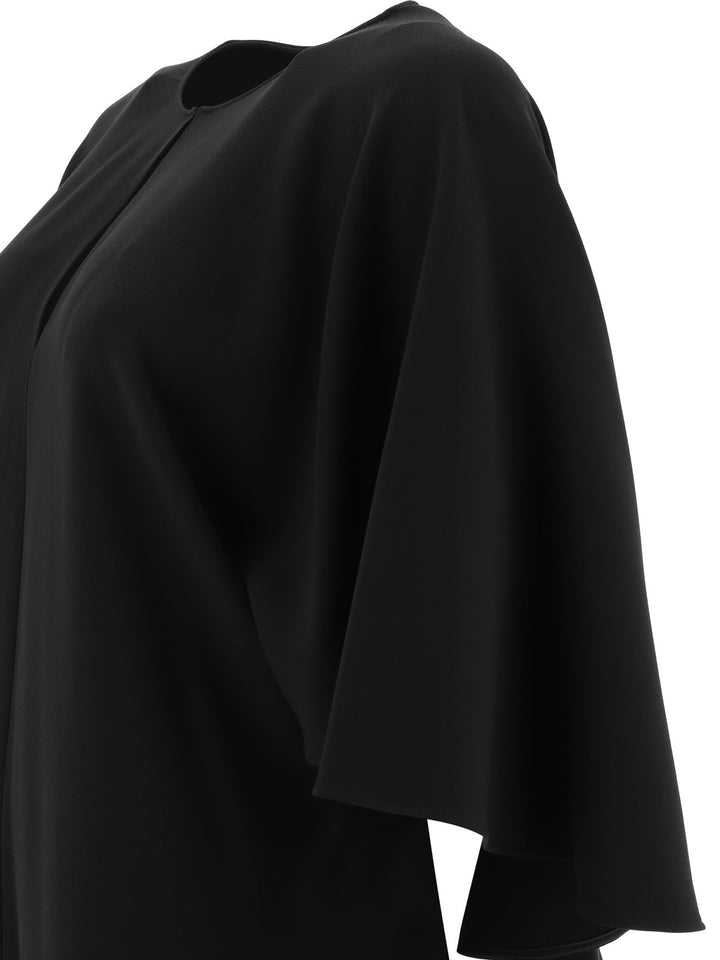 Short Dress With Crepe And Viscose Cape Dresses Black