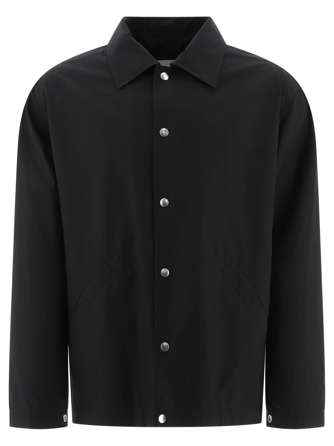 Overshirt With Logo Print Jackets Black