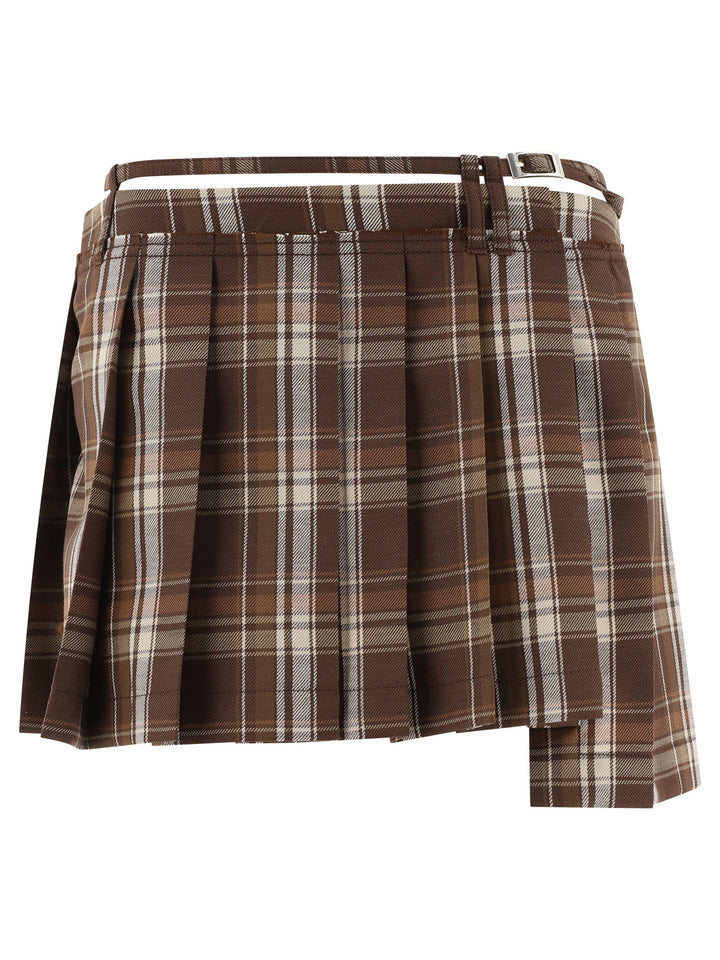 Pleated Asymmetrical Skirt Skirts Brown