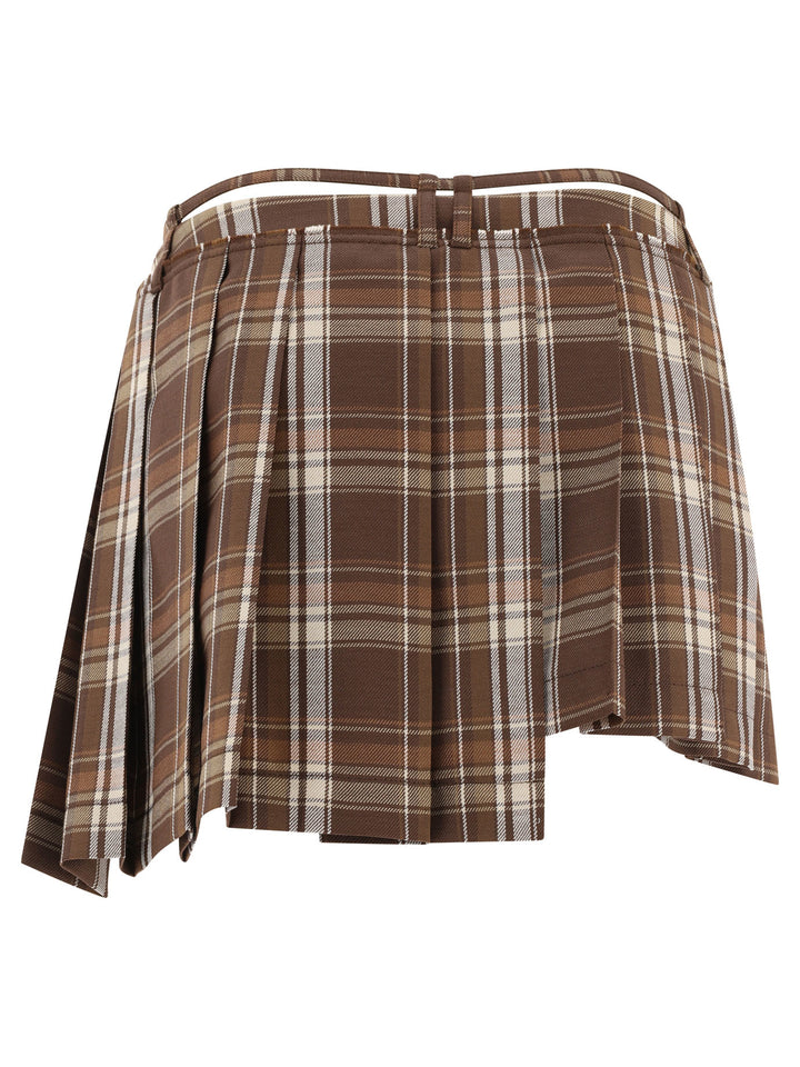 Pleated Asymmetrical Skirt Skirts Brown