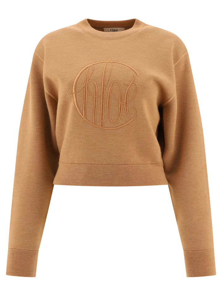 Logo Sweater Knitwear Beige