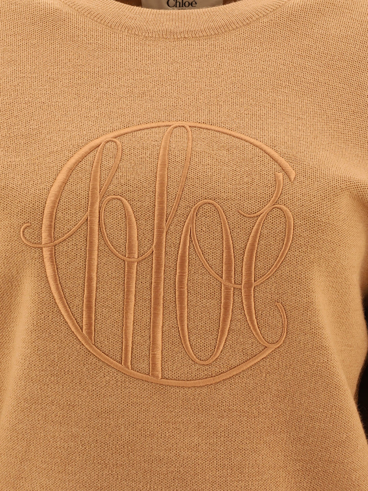 Logo Sweater Knitwear Beige