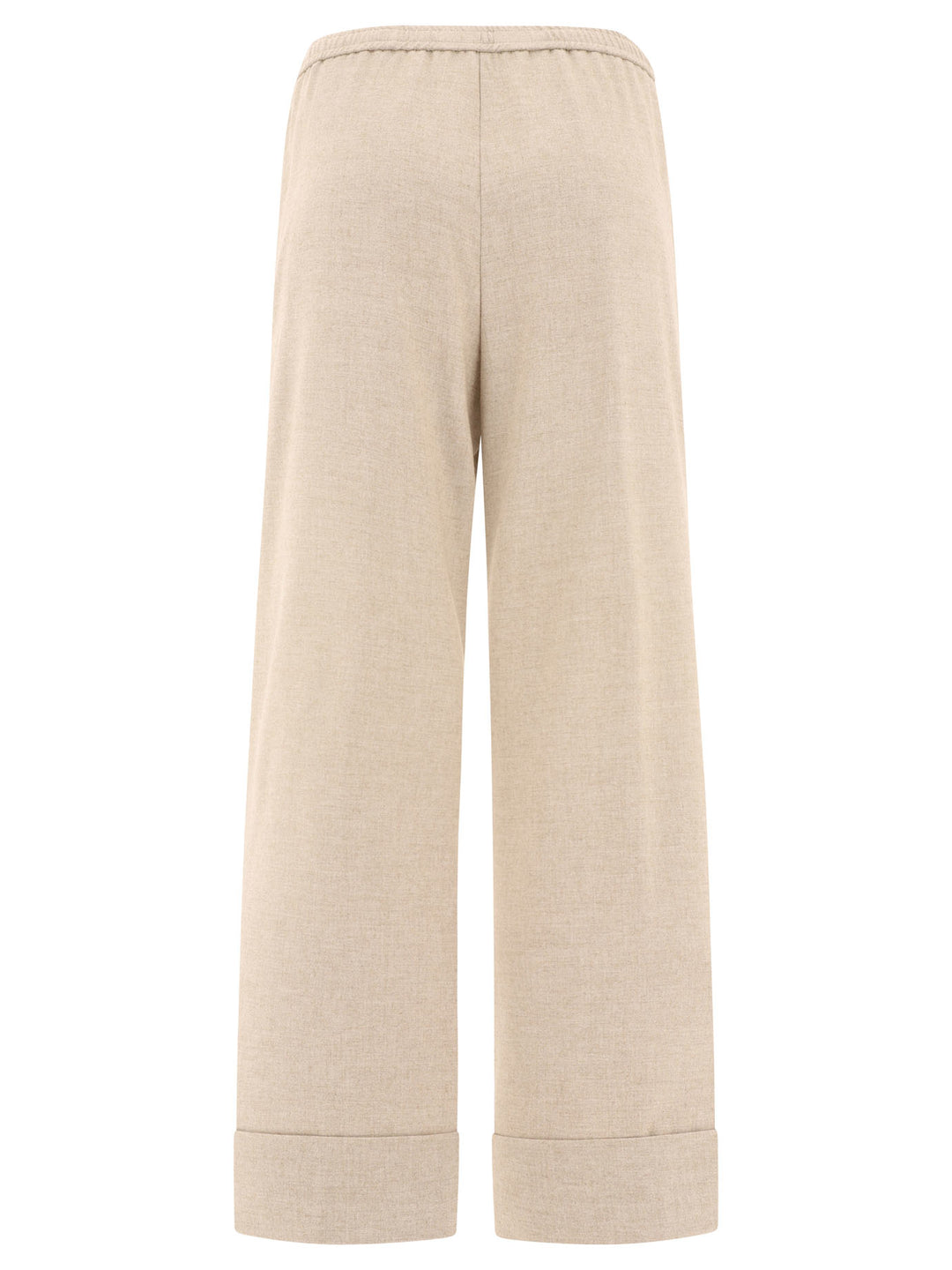 Flannel Effect Trousers Beige