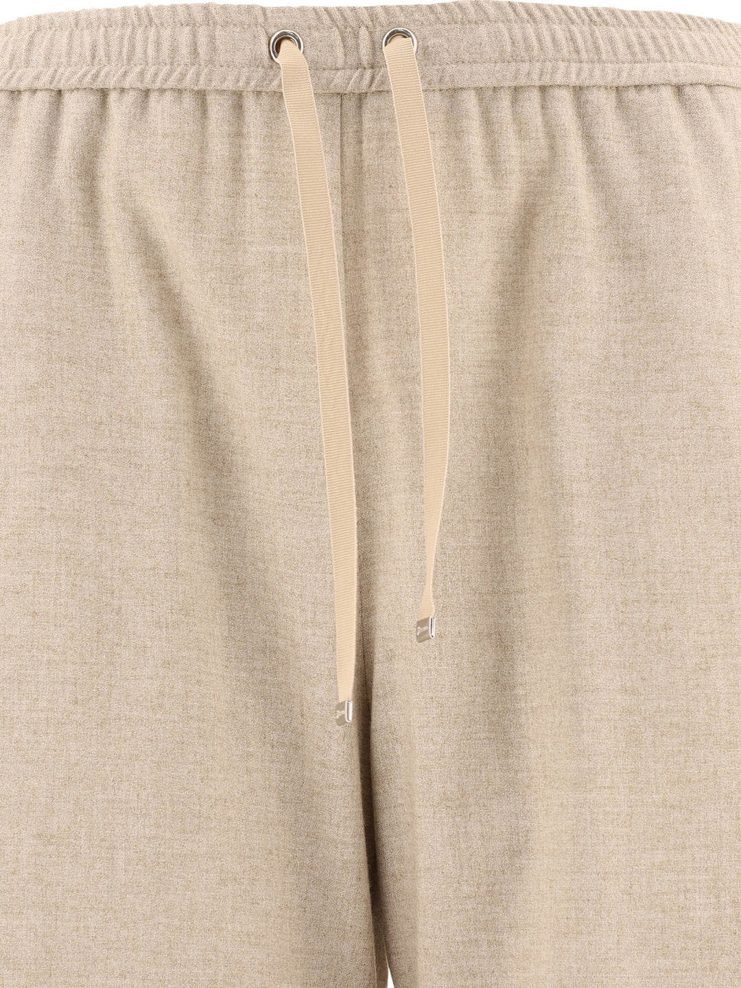 Flannel Effect Trousers Beige