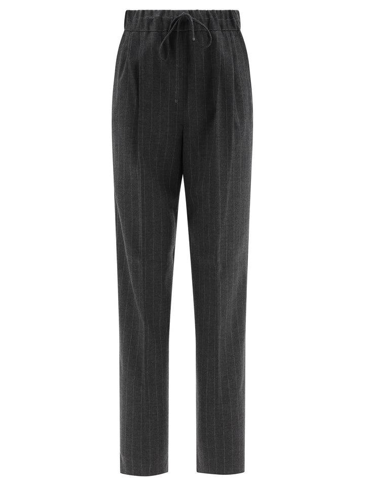 Cashmere Pinstriped Trousers Grey