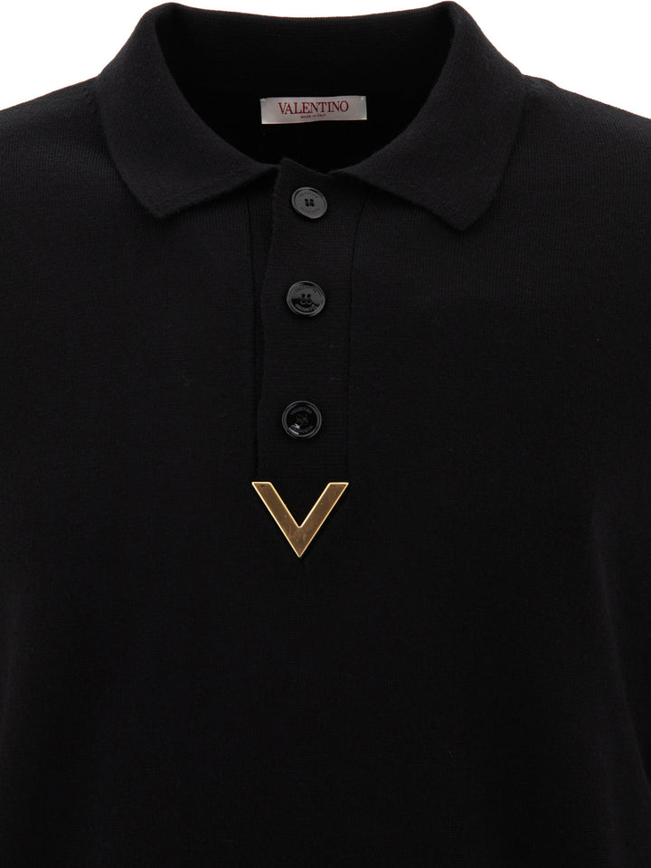 Polo Shirt With V Detail Polo Shirts Black