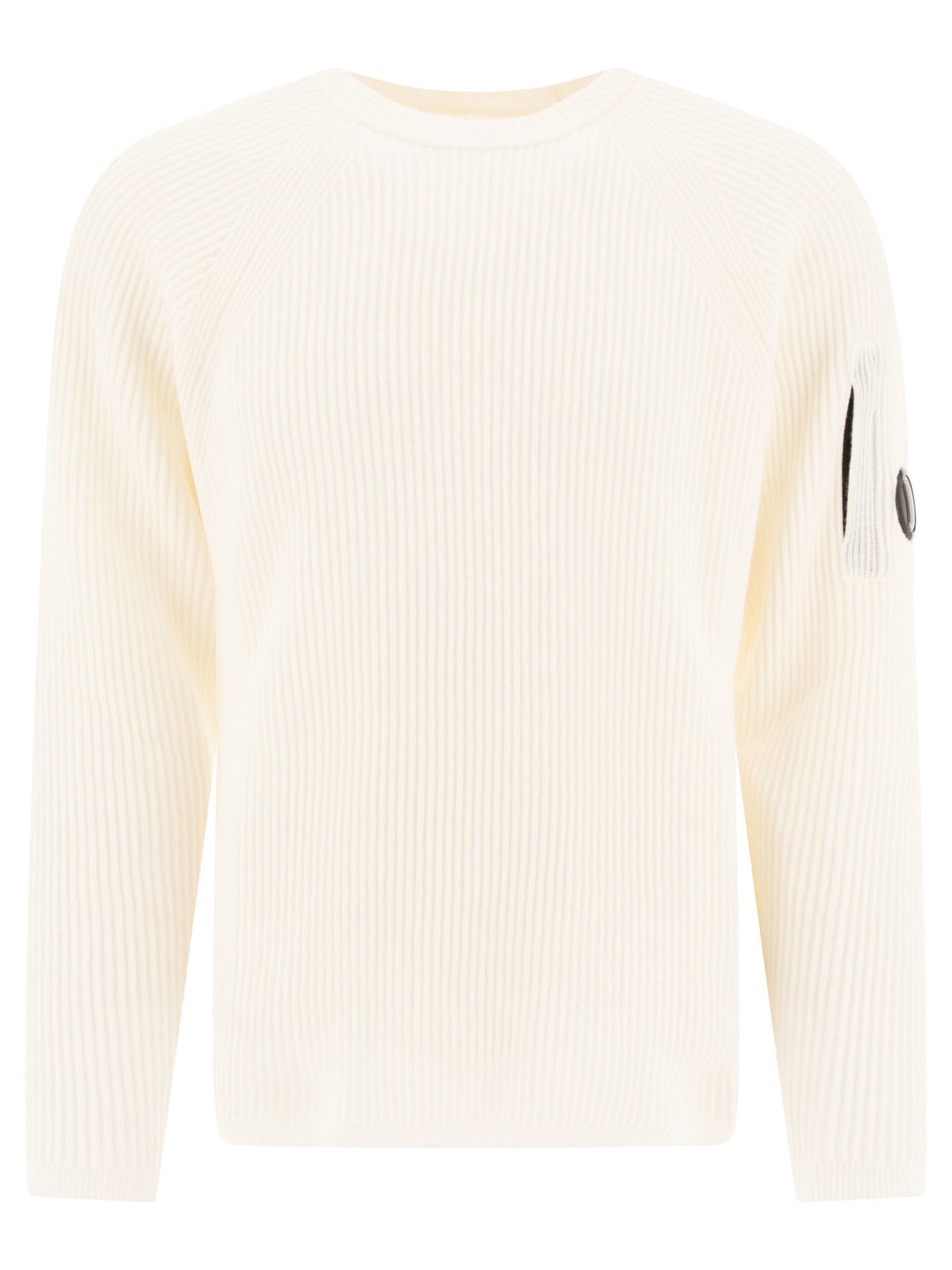 Lens-Detail Ribbed Sweater Knitwear White