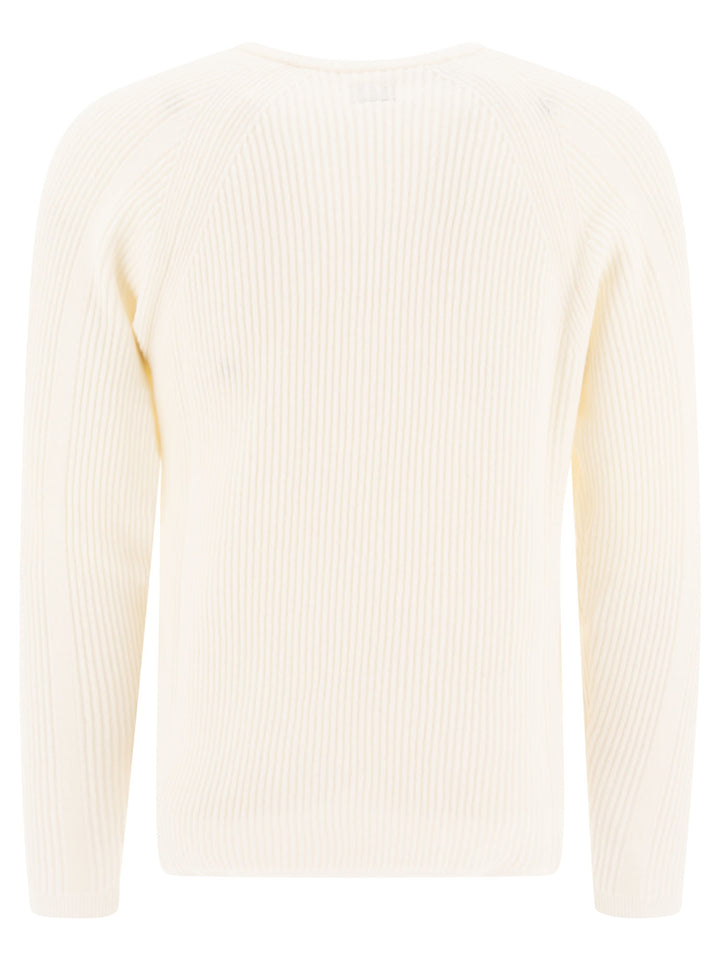 Lens-Detail Ribbed Sweater Knitwear White