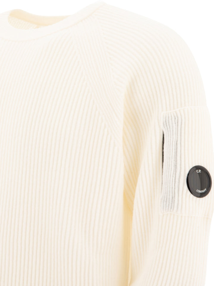 Lens-Detail Ribbed Sweater Knitwear White