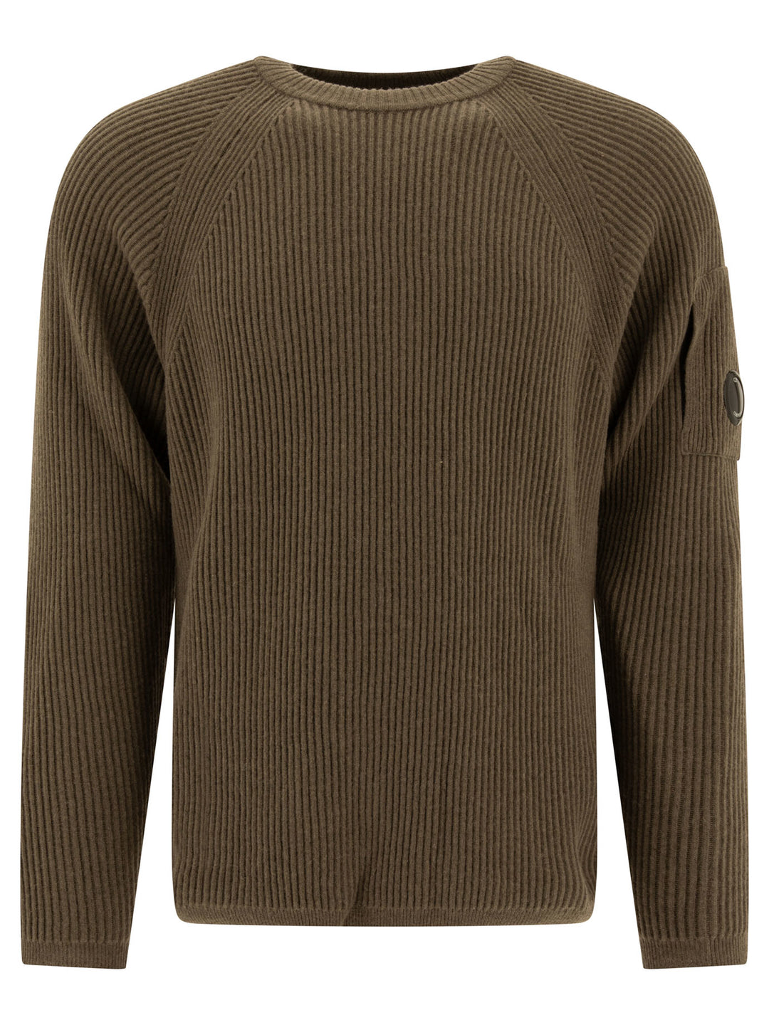 Lens-Detail Ribbed Sweater Knitwear Brown