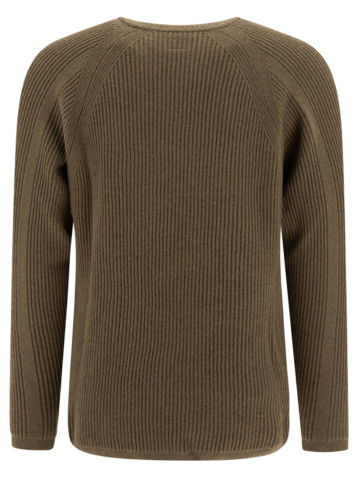 Lens-Detail Ribbed Sweater Knitwear Brown