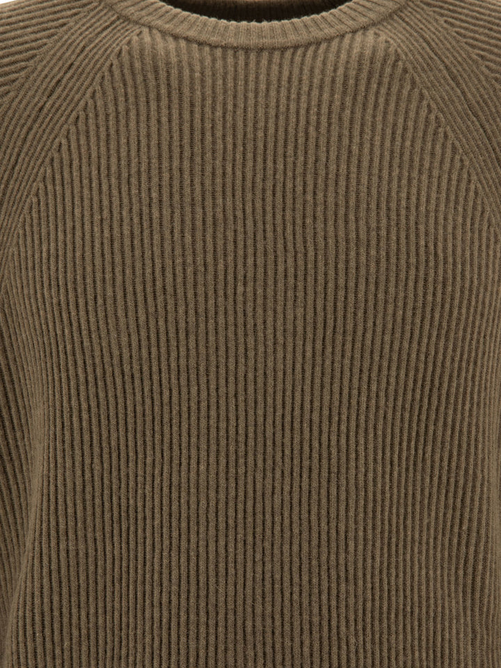 Lens-Detail Ribbed Sweater Knitwear Brown