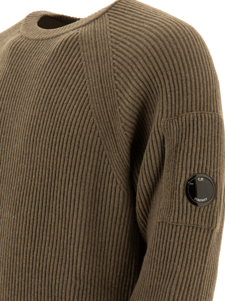 Lens-Detail Ribbed Sweater Knitwear Brown