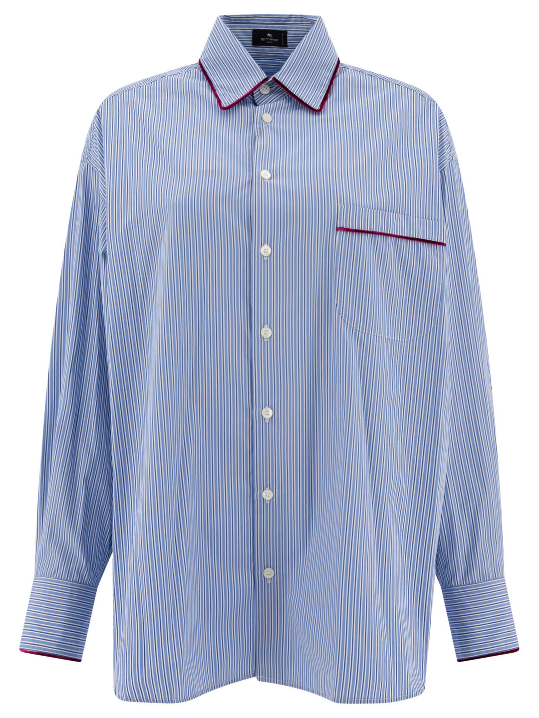 Camicia In Popeline A Righe Shirts Light Blue