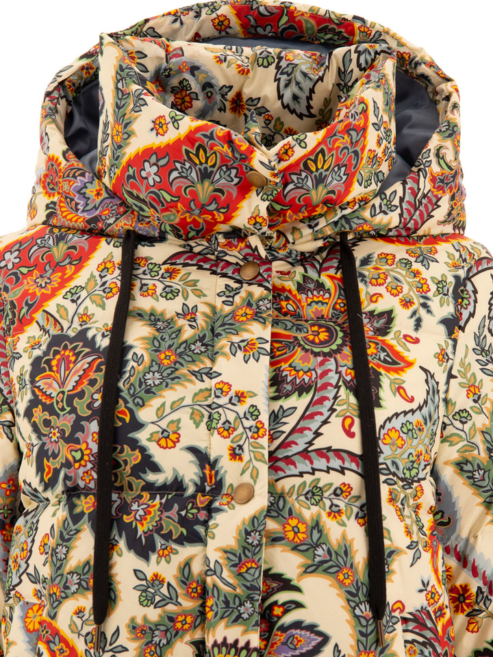 Paisley-Print Down Jacket Jackets Beige