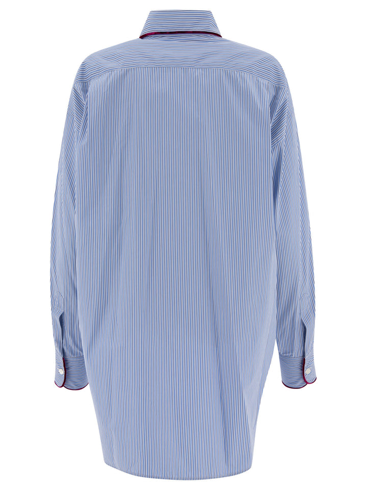 Camicia In Popeline A Righe Shirts Light Blue