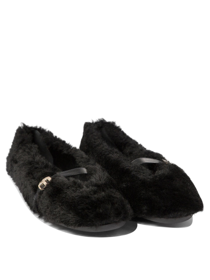 Noella Fur Ballerinas Black