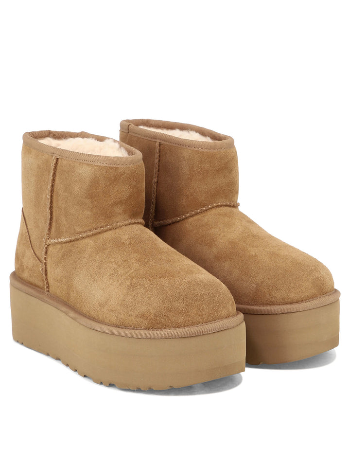 Classic Mini Platform Ankle Boots Beige