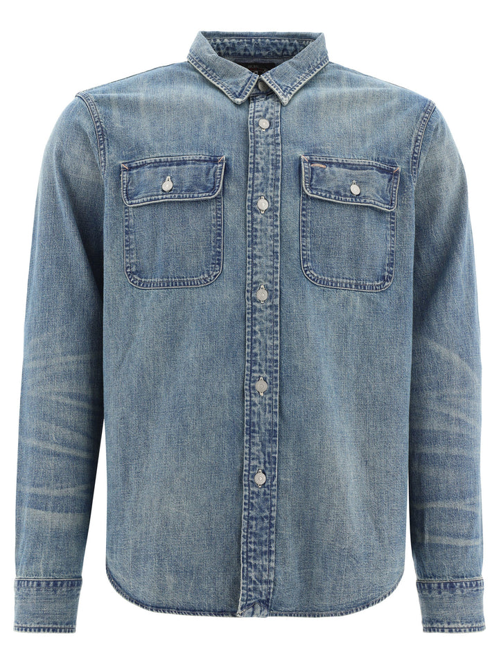 Western Denim Shirt Shirts Blue