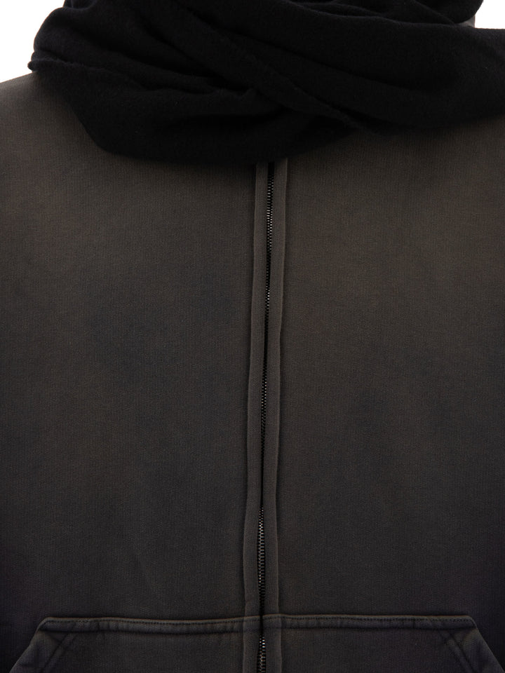 Scarf-Detail Hoodie Sweatshirts Black