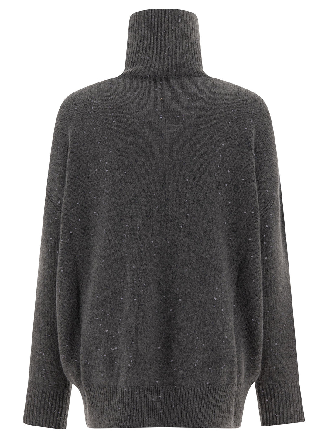 Cashmere And Silk Turtleneck With Sequins Knitwear Grey