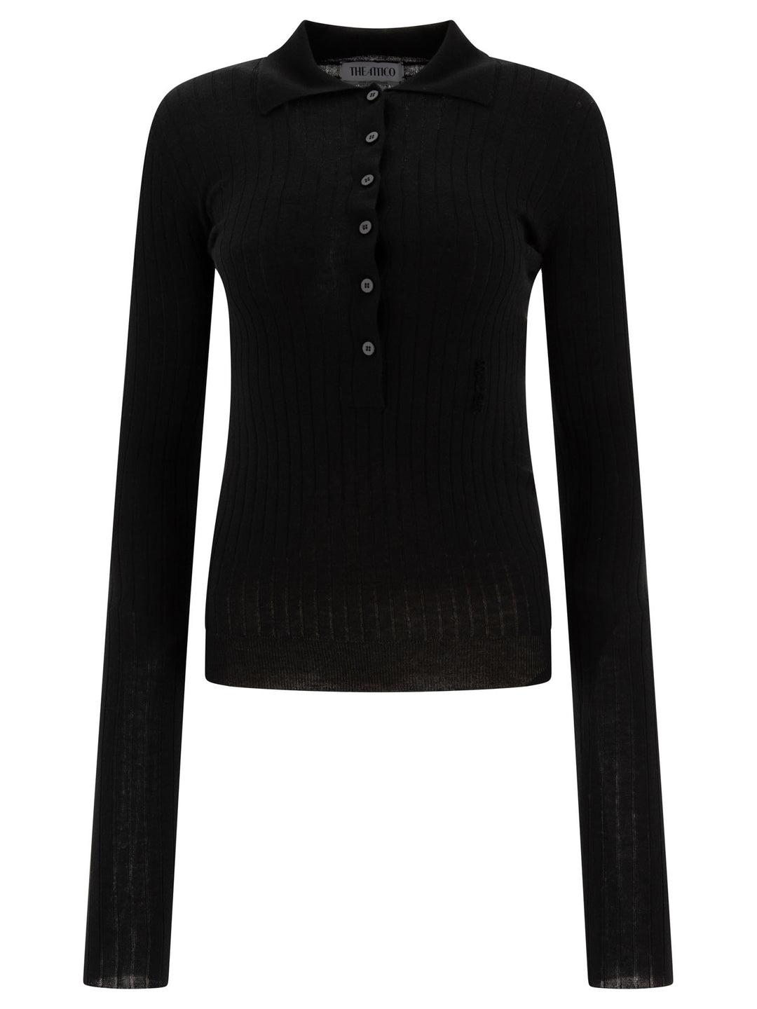 Ribbed Polo Shirt Knitwear Black