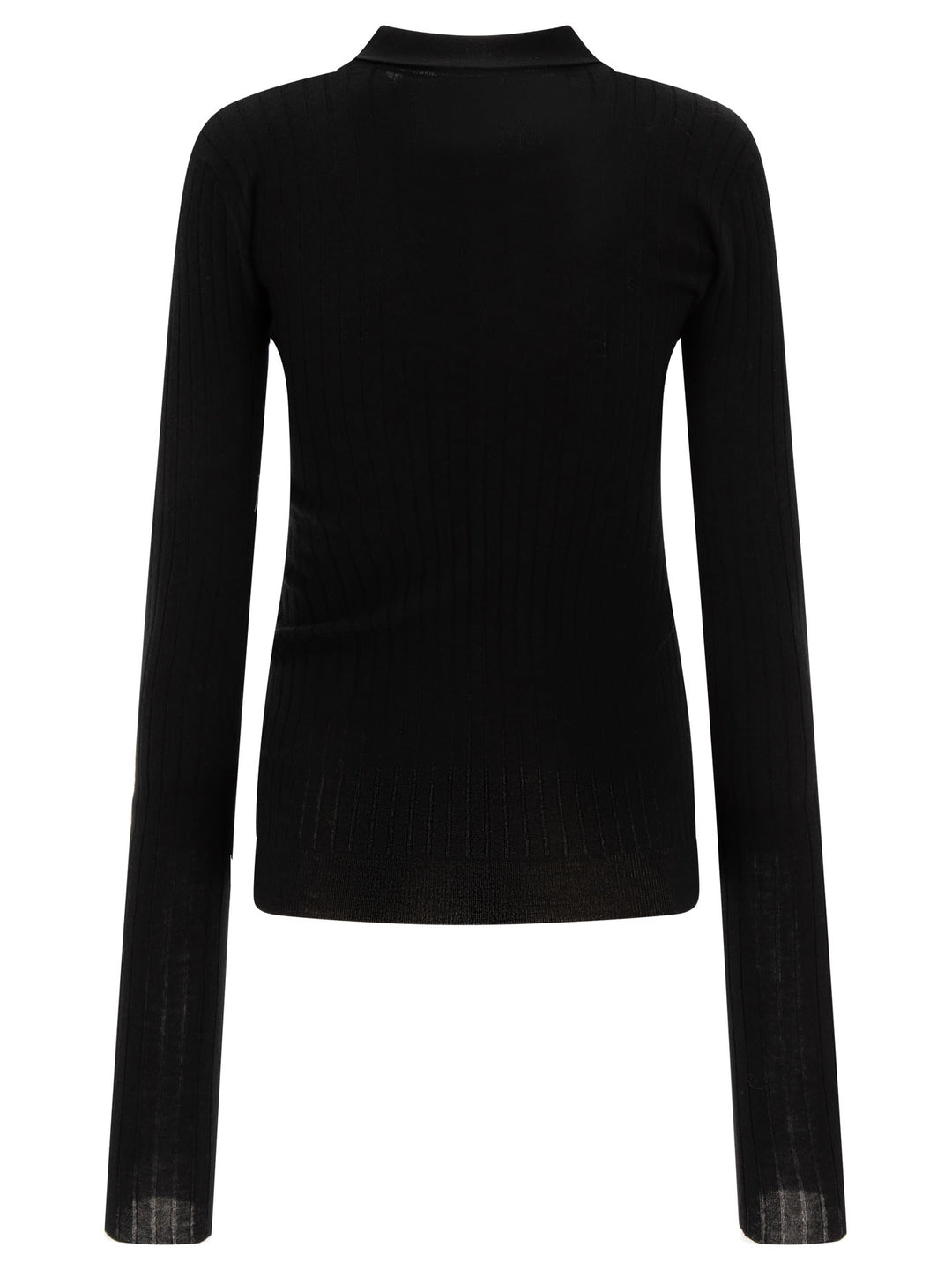 Ribbed Polo Shirt Knitwear Black