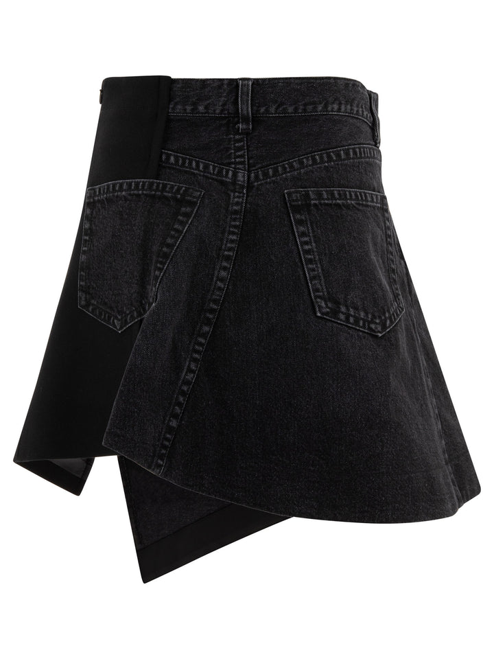 Denim X Wool Melton Skirts Black