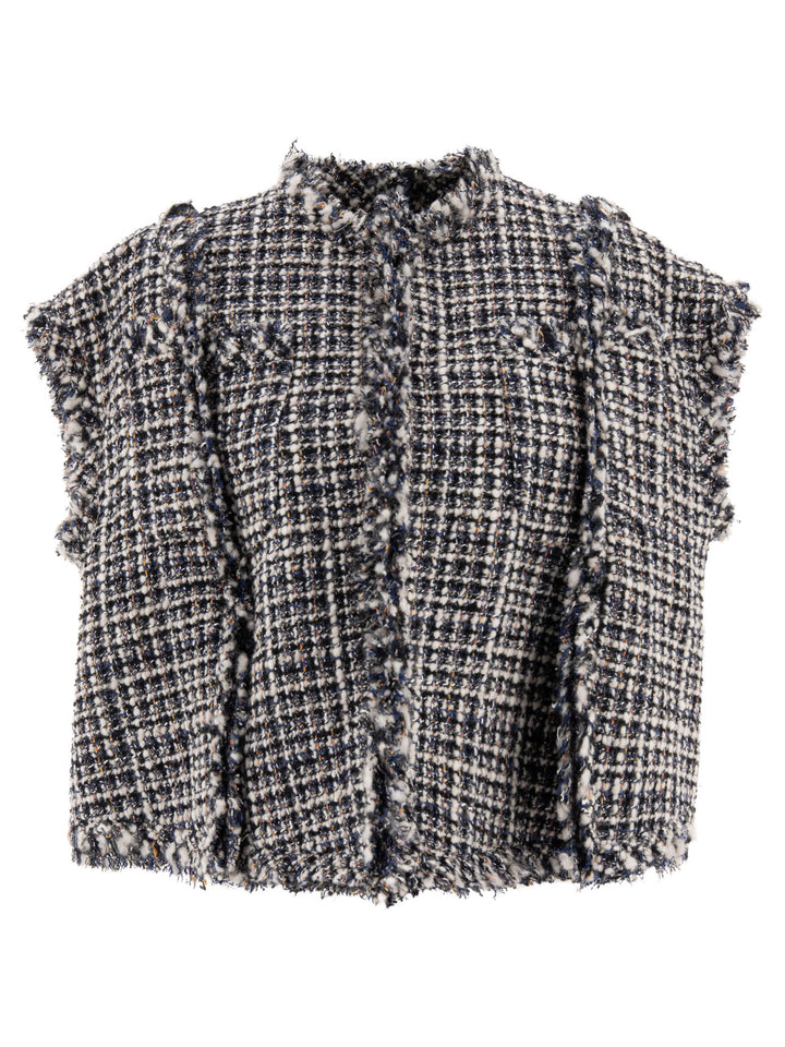 Tweed Vest Knitwear White