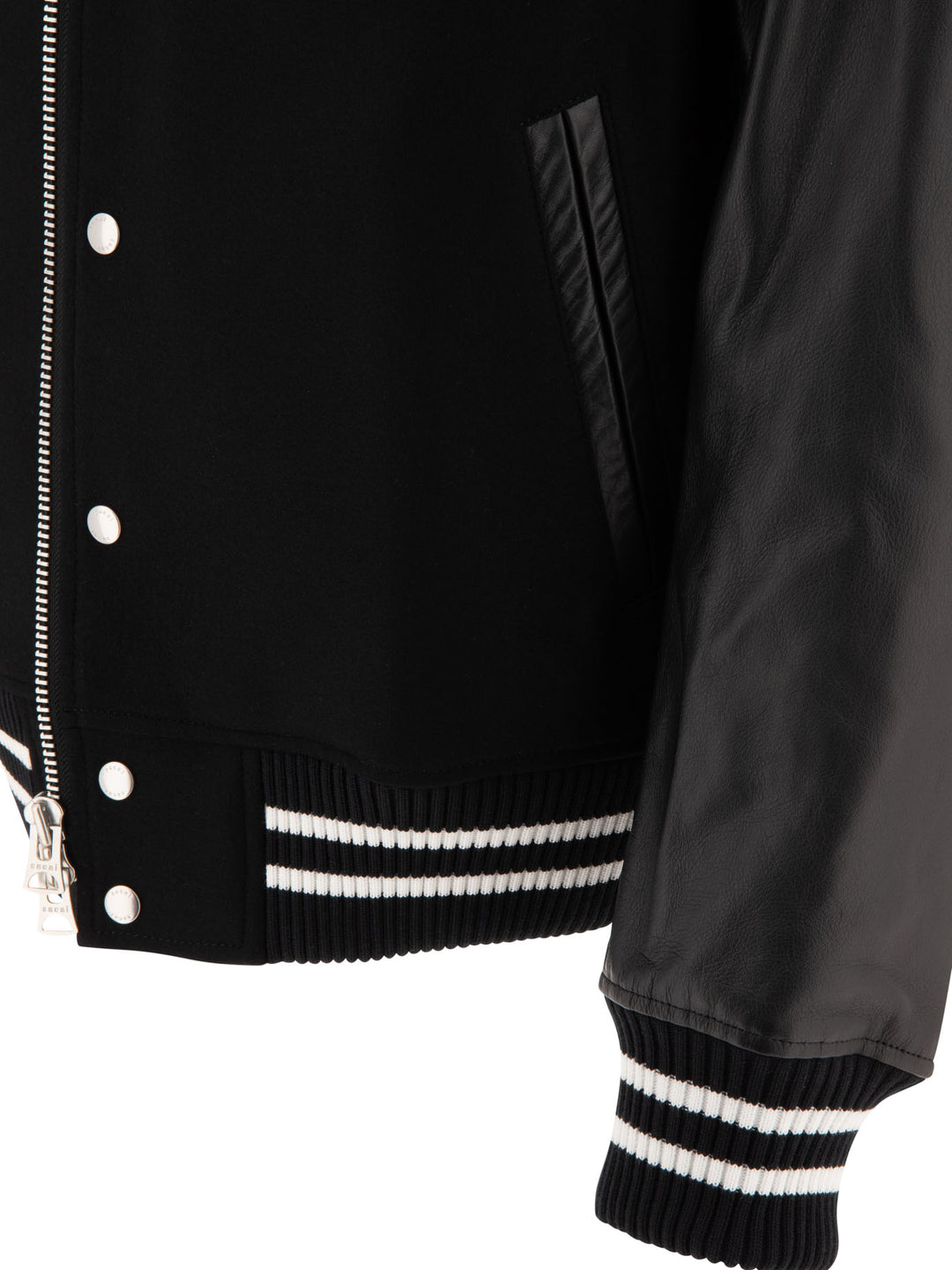 Gonz Wool Melton X Leather Jackets Black