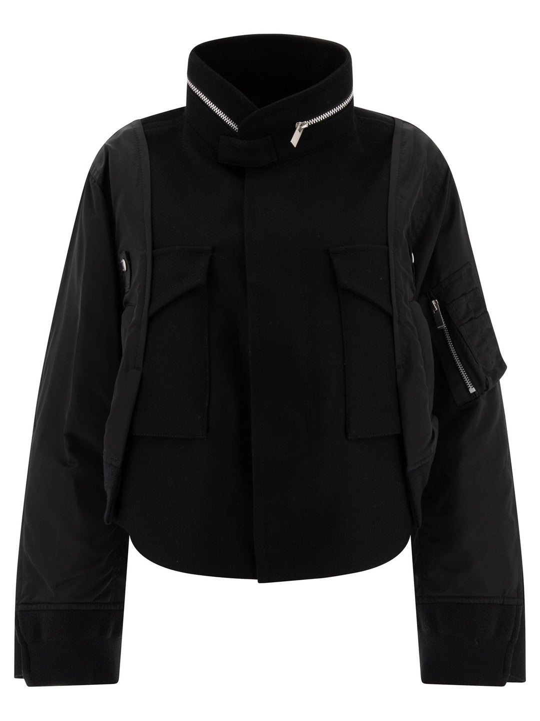 Wool Melton X Nylon Twill Jackets Black