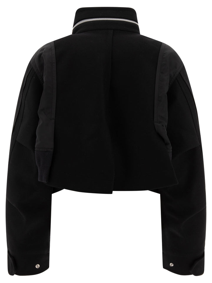 Wool Melton X Nylon Twill Jackets Black