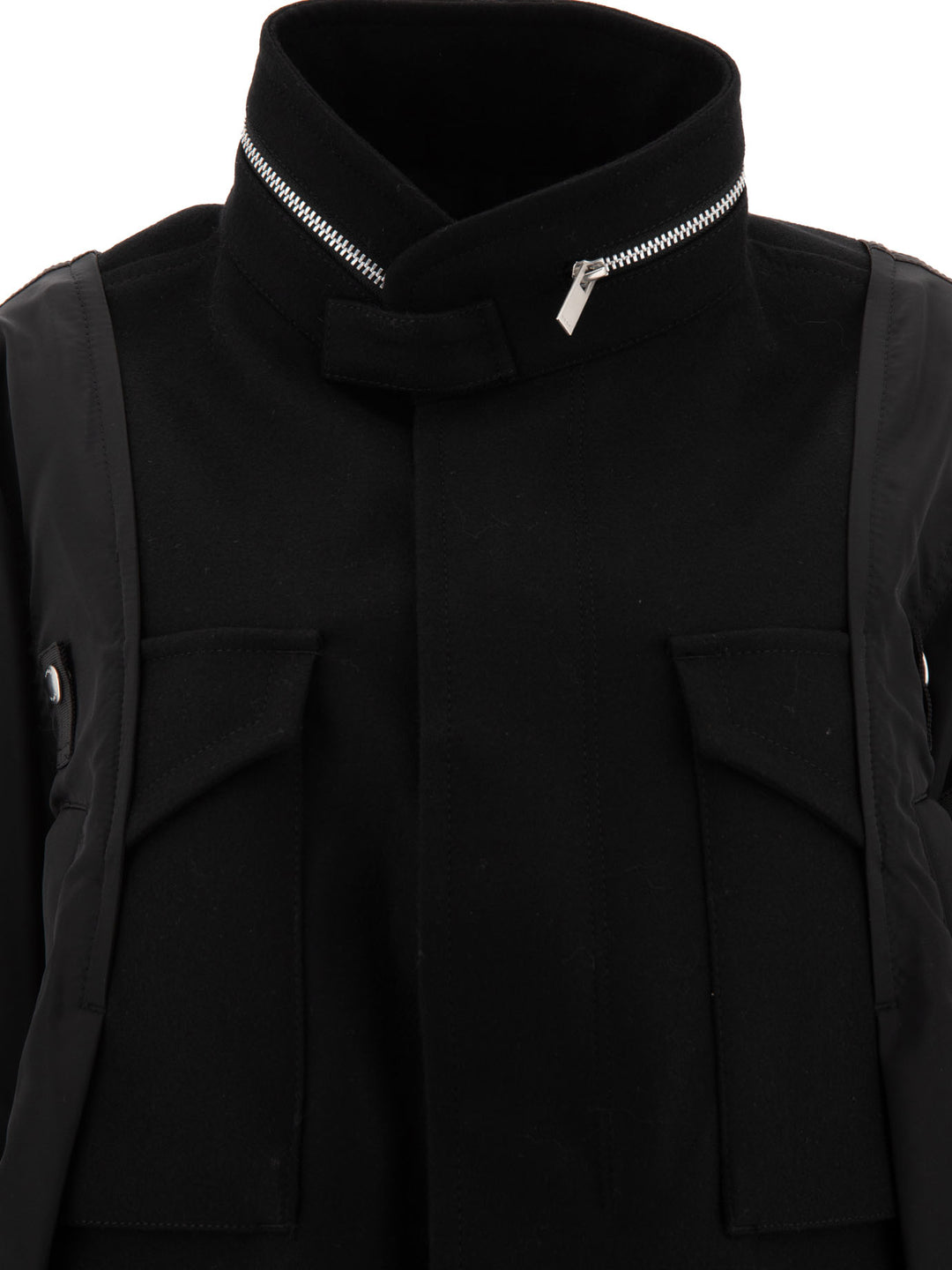 Wool Melton X Nylon Twill Jackets Black