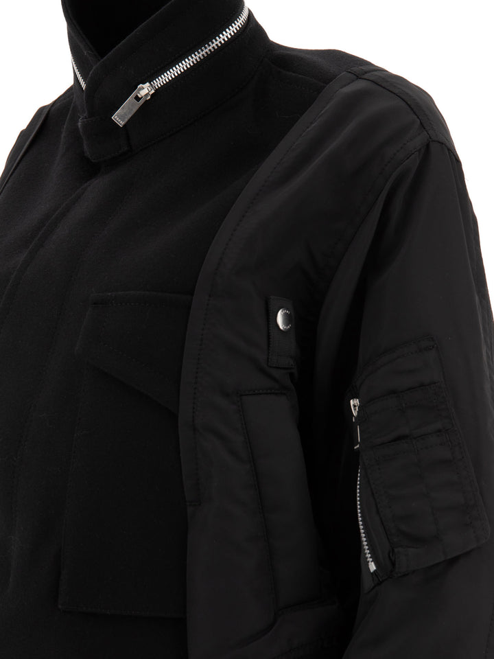 Wool Melton X Nylon Twill Jackets Black