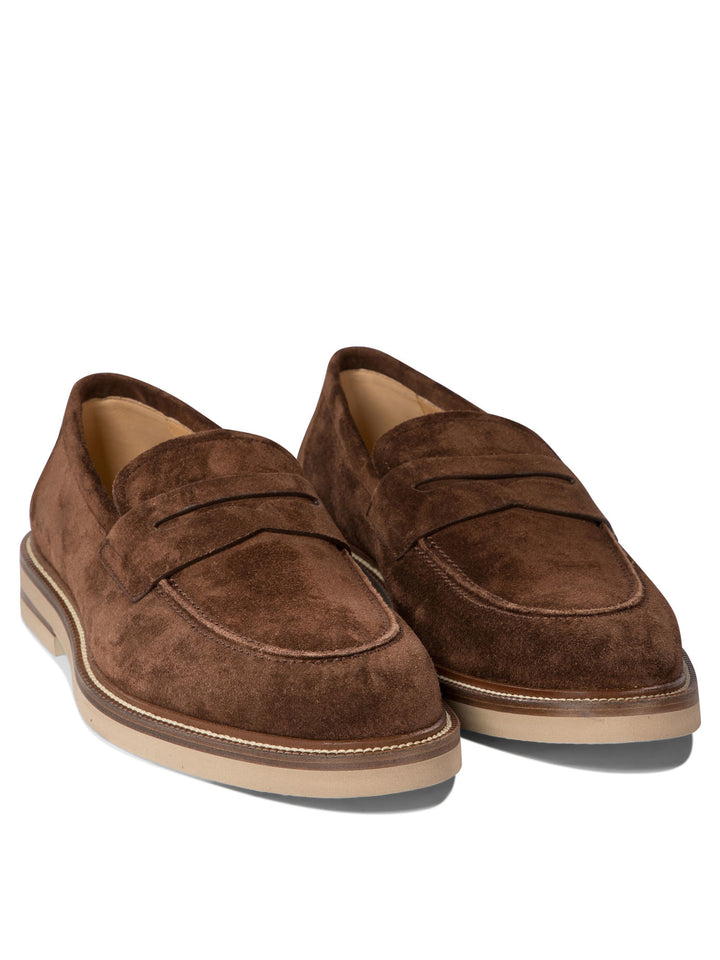 Suede Penny Loafers Loafers & Slippers Brown