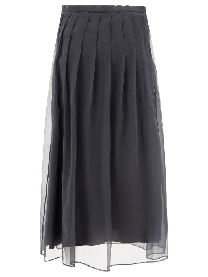 Pleated Midi Skirts Grey