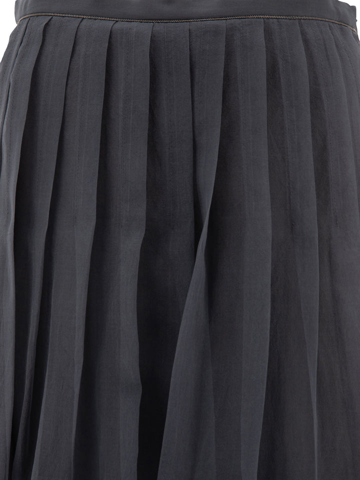 Pleated Midi Skirts Grey